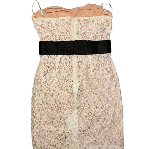 forever 21 women's white and pink lace strapless dress size S body con dress - Picture 2 of 8
